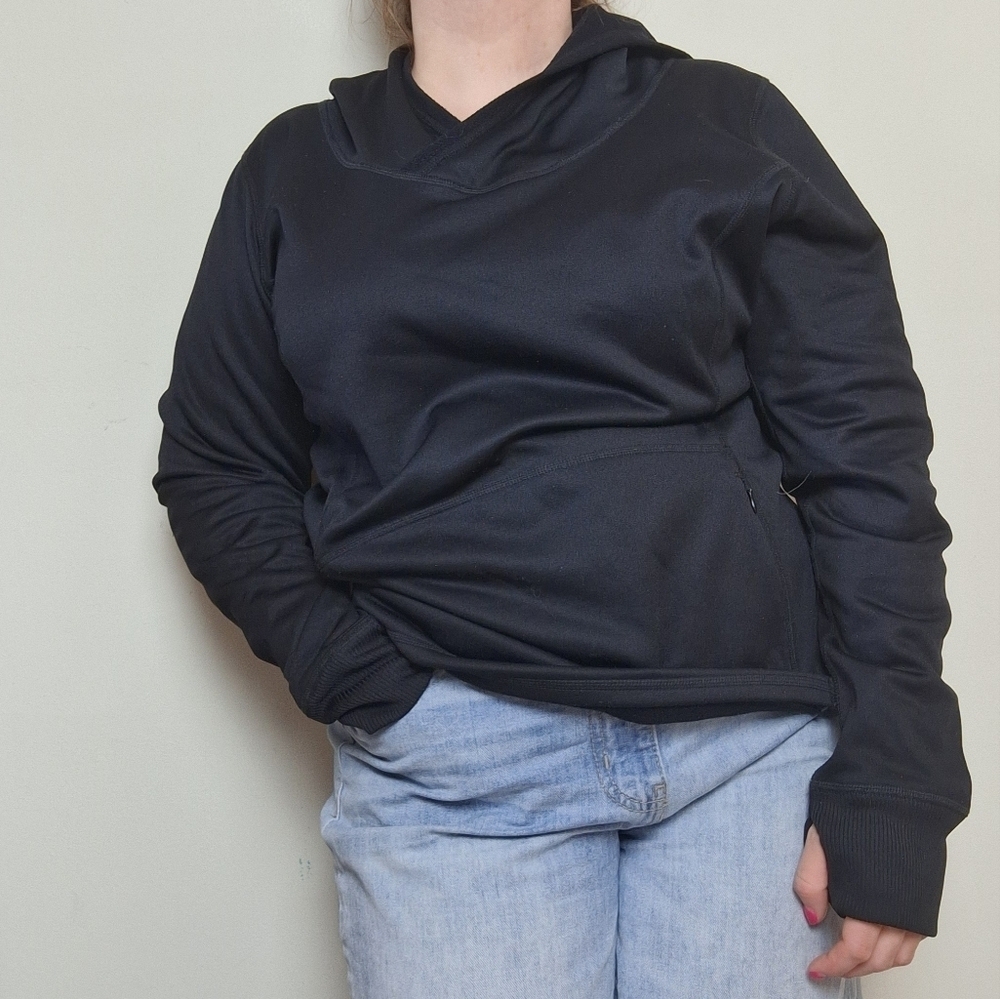 Xersion Neutral Black Long Sleeve Fleece Lined Hoodie Sweatshirt Size XL